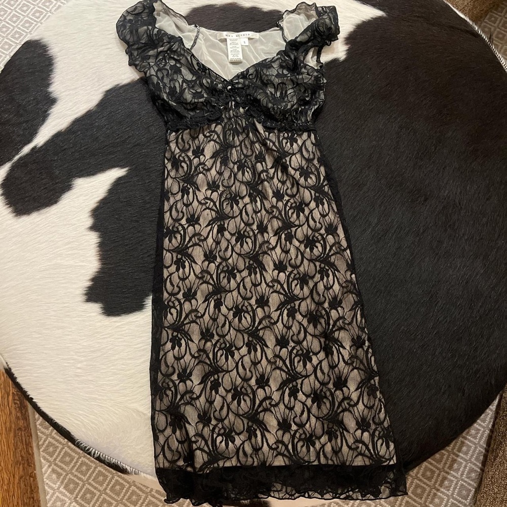 Max Studio Black Floral Lace Midi Dress
